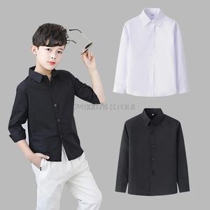 Boys White Shirts for Kids Clothes Solid Cotton Formal Shirt for boys Teenagers School Performance Uniform 4-16 Years Old 240201