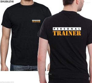 Herr t -skjortor personlig tränare skjorta tryckt front baksida svart gymträning tee cool casual stolthet män mode tshirt sbz3435
