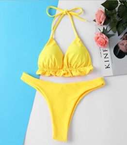 Women039s Costumi da bagno Nero Rosso Giallo Bikini Push Up Micro Brasiliano Set Costume da bagno sexy Donna Solido Taglio alto Costume da bagno Donna B1073659