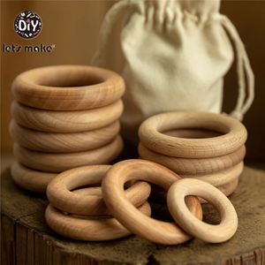 Let's Make 50pcs Wooden Rings DIY Customize 98/70/55/40mm Smooth Surface Natural Maple Wood Rodent Baby Teething Bpa Free 240125