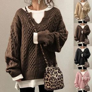 Suéteres femininos mulheres camisola de malha 2024 outono inverno moda meia gola aberta pullovers feminino retro casual manga longa malhas soltas