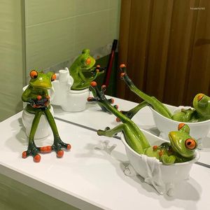 Dekorativa figurer hartsharts Leggy Frog Miniature Animal Statue Desktop Decoration Souvenirer för inre modern heminredning loft
