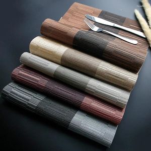 Tapetes de mesa topfinel conjunto de 4 pvc bambu plástico placemats para jantar corredor linho colocar esteira em acessórios de cozinha copo vinho