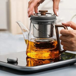 Top Pot Elegante Copo Chá Separação Elevador Bolha Bule de Vidro Completo Escritório Elétrico Cerâmico Fogão Tea Maker Tea Set Infuser Teaware 240119