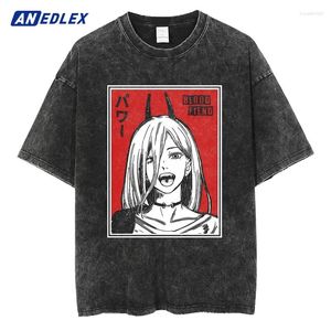 Men's T Shirts Hip Hop Streetwear Fashion Summer Washed Black T-Shirt Anime Girl Graphic Print TShirt Men Harajuku Cotton Oversize Vintage
