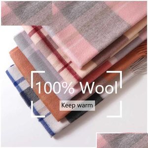 Scarves 2022 Autumn And Winter Manufacturers Womens Pure Color Virgin 00 Wool Scarf Lamb Cashmere Plain Thick Shawl Long Bib Drop Del Dhvta