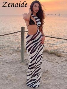 Sukienki swobodne Zenaide Zebra Print Slim for Women Beach w stylu plażowym Summer Summer Vestido Police Back Body Bodyblesss