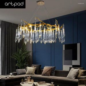 Lampadari Lampadario moderno a soffitto in cristallo per sala da pranzo Camere di lusso Lampada a sospensione Decorazione vivente Lampada in oro