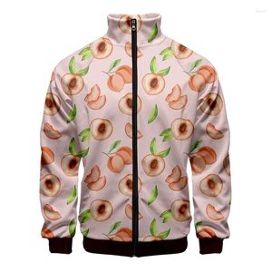 Men's Jackets Lemon Peach Banana 3d Printed Jacket Men Fashion Street Oversized Long Sleeve Coat Tops Cartoon Fruits Zipper Clothes