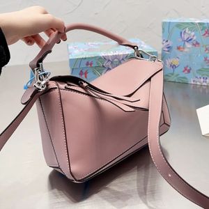 2024 Designer Bag Shoulder Cross Body Bag Women Genuine Leather Luxury Handbags Geometry Square Contrast Color Patchwork Handbag Purse 24 cm