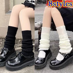 Women Socks 8Styles Women's Lolita Leg Warmers Wool Knitted Arm Foot Cover Long Y2K Boot Cuffs Autumn Winter White Black Stockings
