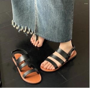 on Sandals Women's Shoes Sale 2024 Fashion Basic Summer Peep Toe Buckle Strap Flat Daily Beach Women 4904 Fashi