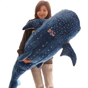 50/100cm karikatür mavi köpekbalığı doldurulmuş peluş oyuncaklar büyük balık balina bebek yumuşak hayvan yastık bebekleri çocuk doğum günü hediyeleri 240202