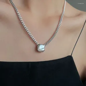 Pendants VENTFILLE 925 Sterling Silver Thick Chain Necklace For Women Trendy Elegant Punk Vintage Couples Sparkling Zircon Party Jewelry