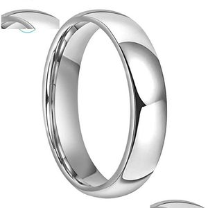 Wedding Rings 5Mm Tungsten Carbide Ring For Men Wemen Fashion Engagement Domed Band Polished Finish In Stock High Quality Comfort Fit Dhkne