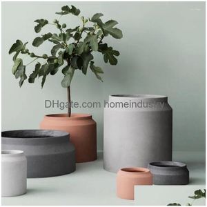 Baking Moulds Baking Mods European Style Concrete Pot Mold Round Flower Nordic Simple Cement Molds Vegetable Drop Delivery Home Garden Dhkwl