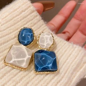 Dangle Earrings Fashion White Blue Resin Drop For Women Korean Style Beautiful 2024 Color Jointed AB Wholesale