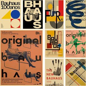 Obrazy Art Bauhaus estetyczny vintage matowy papierowy papier antykowy plakat naklejka na ścianę