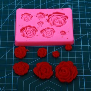 Bakningsformar rosor formade fondant silikongummi för mastiska konfektyr Tillbehör Chokladkaka dekoration verktyg FT-1023