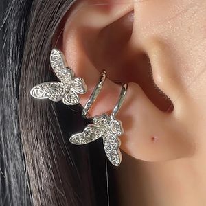 Parte posteriore Orecchini 1PC Modelli di intaglio Foro per l'orecchio non forato Polsino Farfalla per le donne Colore argento Cartilagine dell'orecchio Gioielli di moda DE224
