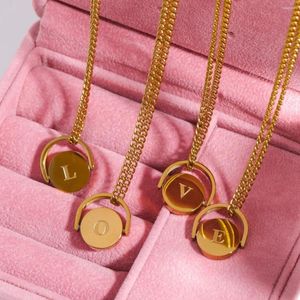 Chains Stainless Steel 26 Initial Letters Necklace For Women Gold Plated Oval Pendant Wedding Party Jewelry