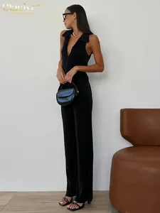 Dwuczęściowe spodnie dla kobiet Clagive Bodycon czarna plisowana 2 zestawy stroju damskiego 2024 Letni rękawski top zbiornikowy z wysokim talią