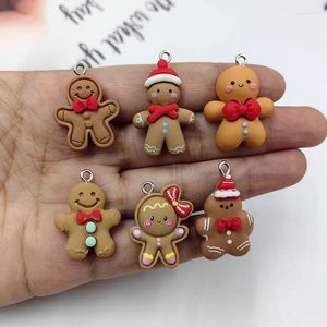 Pendenti e ciondoli 10 pz Natale Omino di pan di zenzero per la creazione di gioielli Risultati Biscotto in resina Ciondolo galleggiante Orecchini fai da te con retro piatto