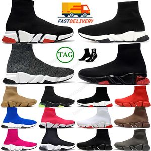 Original Socks Shoes Mens Womens Platform Speed ​​Trainer ClearSole 1.0 2.0 Triple Black White Green Brown Paris Boost Spets Up Outdoor Designer Jogging Size EUR36-45