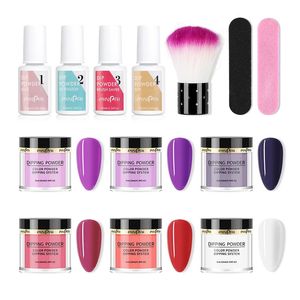 Pinpai 13st nagelkonst doppning pulverpaket Set Glitter Chrome Rub Pigment Dip Powder för nagel Tips Dekoration Dopppulveruppsättning 240127