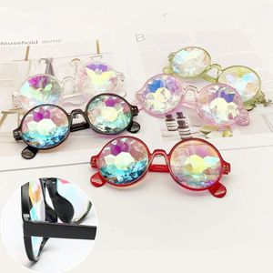 Sunglasses Kaleidoscope Glasses Women Retro Rave Festival Round Men Mosaic Prism Sun Party