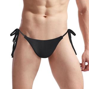 Underpants Underwear Men Lace Up Adjustable Thong Bikini Low Waist Soft Enhance Pouch Minikini Tangas Briefs Posing String