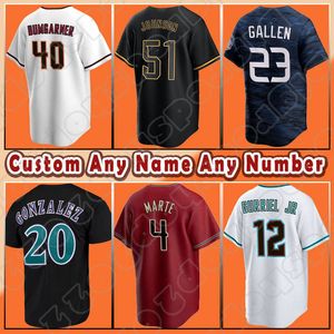 Diamondbacks Randy Johnson Beisebol Corbin Carroll Arizona Jersey Zac Gallen Luis Gonzalez Lourdes Gurriel Jr.