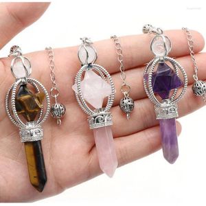 Pendant Necklaces Natural Pendulums Merkaba White Crystal For Dowsing Divination Hexagonal Energy Spiritual Red Bronze Pendulo