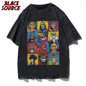 Camisetas masculinas lazer he-man e amigos camisetas homens o pescoço camisa de algodão mestres do universo manga curta camisetas roupas impressas gráficas