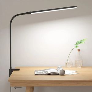 Lâmpada de mesa led com braçadeira eyecaring clipe luzes para escritório em casa 3 modos 10 brilho longo flexível gooseneck candeeiros mesa 240125