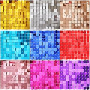 Party Decoration 12/24pcs Square Shimmer Sequin Panel Wall Glitter Födelsedag Bakgrund Dekorationer Bakgrundsgardin för bröllopsdekor