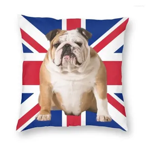 Federa quadrata per cuscino Union Jack Bulldog inglese Decorazioni per la casa Fodera per cuscino alla moda Copertina con bandiera britannica per soggiorno