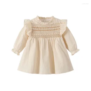 Girl Dresses Korean Baby Girls Princess Rompers Born Infants Smocked Dress For Birthday Baptism Children Sweet Clothes Twin Clothing