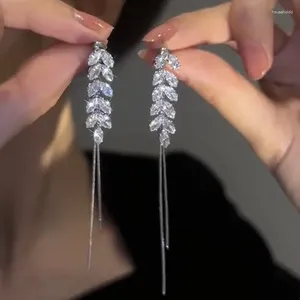 Dingle örhängen 2024 Koreanska utsökta lämnar Tassel Ear Fashion Elegant Wheat Women's Jewelry