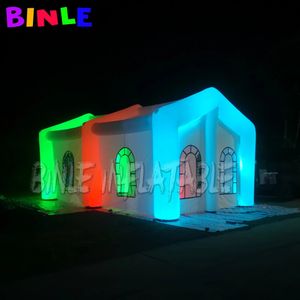 wholesale 10x8x4mH (33x26x13.2ft) With blower White Square Giant Inflatable Wedding Tent,led party marquee house for sale