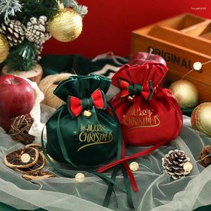 Decorações de Natal Saco de Presente Criativo Doces Maçã Veludo Xmas Eve Embalagem Bolso para Crianças Navidad Ano 2024