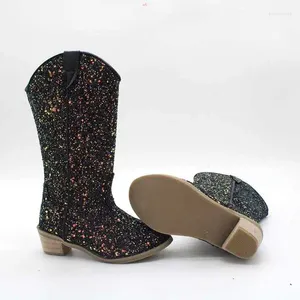 Buty Butique Skórzanie dla dziewcząt Prosty klasyczny moda dla dzieci wielokolorowa wielokolorowa lampa błyskowa długie zimowe buty
