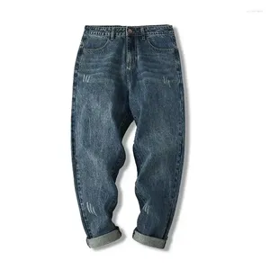 Pantaloni jeans da uomo dritti tagliati per uomo con tasche Pantaloni da cowboy maschili Harem Denim Goth Trend 2024 Elegante primavera autunno