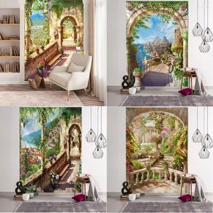 Tapestries Seaside Beach Wall Covering Cushion Tapestry Home Decoration Corridor Scenery Hanging Landscape