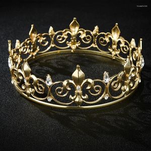 Haarspangen Fabrikpreis Royal King Runde Tiara und Krone aus Vollmetall für erwachsene Königin-Männer-Kronen