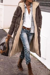 Trench da donna Parka da donna 2024 Giacca imbottita in cotone con cappuccio tinta unita Cappotto cardigan a doppio lato a maniche lunghe con temperamento sottile