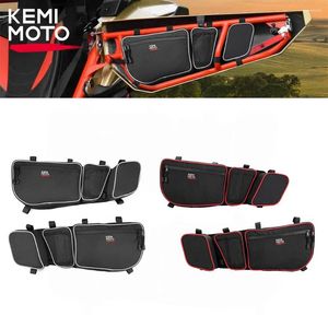 All Terrain Wheels KEMIMOTO X3 UTV Front Doors Storage Bag W/ Knee Pad For Can-am Maverick MAX 2024 Gray/Red Stitching