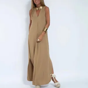 カジュアルドレスレディドレススタイリッシュな特大のシンプルなスタイルの夏のローブピュアカラー女性服