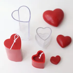 Craft Tools 3D Acrylic Heart Candle Mold Supplie Diy Aromaterapy Wax Chocolate Making Kit Valentine's Day Gift Home Decor