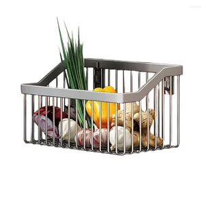 Kitchen Storage Hanging Basket Shelf Wall Fruit Vegetable Draining Rack Stainless Steel Dish Drying Holder Sundries Organizer